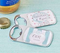 Personalized Silver Bottle Opener with Epoxy Dome - Beach Tides