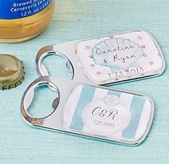 Personalized Silver Bottle Opener with Epoxy Dome - Beach Tides