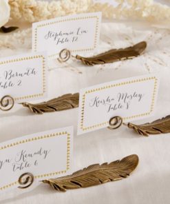 "Gilded Gold" Feather Place Card Holders (Set of 6)