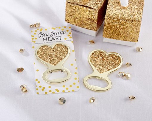 Gold Glitter Heart Bottle Opener