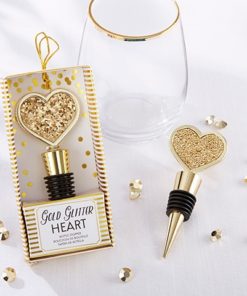 Gold Glitter Heart Bottle Stopper