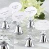 "Lovebirds" Silver-Finish Kissing Bell Place Card Holder (Set of 24)