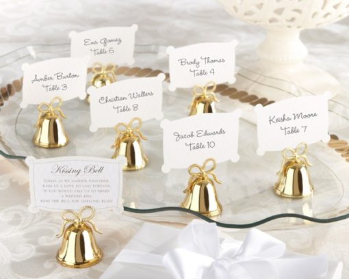 Gold Kissing Bells Place Card/Photo Holder (Set of 24)