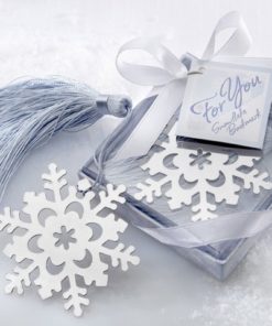 "Snowflake" Bookmark with Silver Finish and Elegant Ice-Blue Tassel