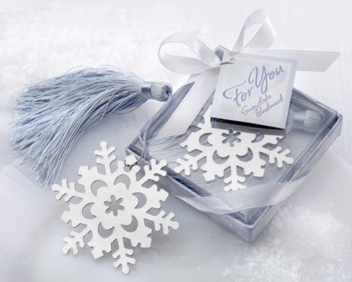 "Snowflake" Bookmark with Silver Finish and Elegant Ice-Blue Tassel