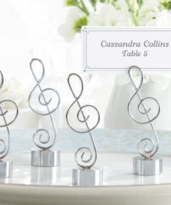 "Love Songs" Silver-Finish Music Note Place Card/Photo Holder (Set of 4)
