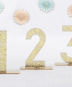 Gold Glitter Acrylic Table Numbers (1-6)