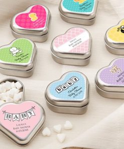 "Mint For You" Brushed-Metal Heart-Shaped Mint Tin - Baby (Available Personalized)