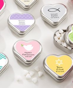 "Mint For You" Brushed-Metal Heart-Shaped Mint Tin - Religious (Available Personalized)