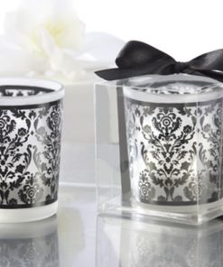 "Damask Traditions" Frosted Glass Tea Light Holder (Set of 4)