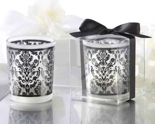 "Damask Traditions" Frosted Glass Tea Light Holder (Set of 4)