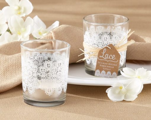 "Lace" Glass Tealight Holder (Set of 4)