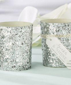 "Sparkle and Shine" Silver Glitter Votive (Set of 4)