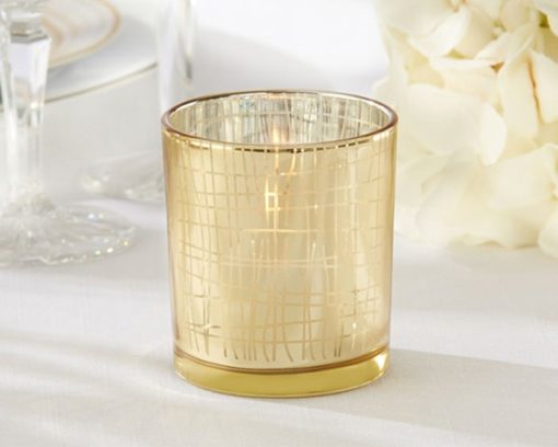 Classic Gold Stripe Tea Light Holder (Set of 4)