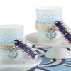 Nautical Frosted Glass Tea Light Holder With Anchor Charm (Set of 4)