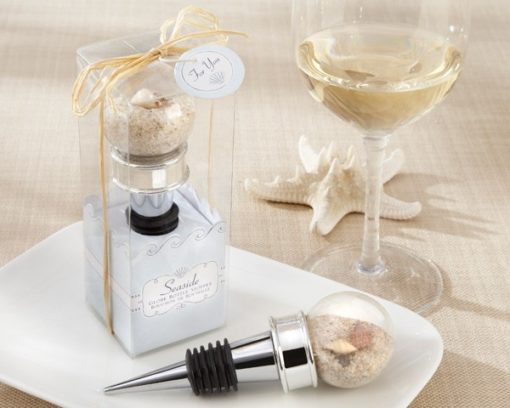 "Seaside" Sand and Shell-Filled Globe Bottle Stopper