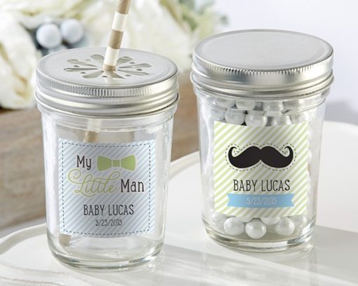 Personalized Glass Mason Jar - Kate's "My Little Man" Collection (Set of 12)