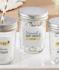 Personalized Glass Mason Jar - Kate's Sweet as Can Bee Collection (Set of 12)