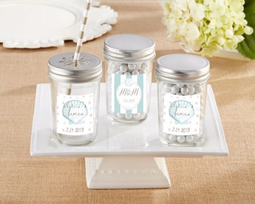 Personalized Glass Mason Jar - Beach Tides (Set of 12)