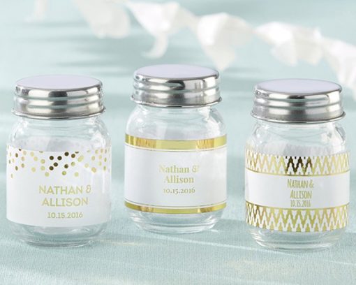 Personalized Mini Mason Jar - Gold Foil (Set of 12)