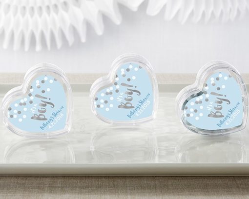 Personalized Heart Favor Container - It's a Boy! (Set of 12)