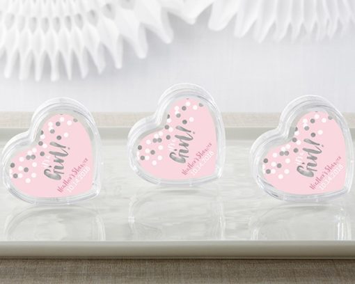 Personalized Heart Favor Container - It's a Girl! (Set of 12)