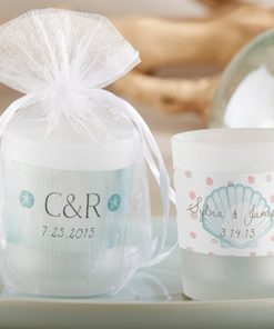 Personalized Frosted Glass Votive - Beach Tides