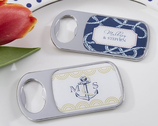 Personalized Bottle Opener with Epoxy Dome - Kate's Nautical Wedding Collection