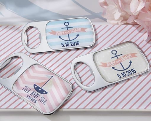 Personalized Bottle Opener with Epoxy Dome - Kate's Nautical Baby Shower Collection