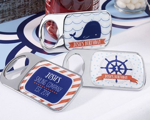 Personalized Bottle Opener with Epoxy Dome - Kate's Nautical Birthday Collection