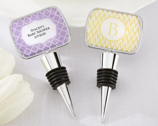 Personalized Bottle Stopper With Epoxy Dome - Baby Shower