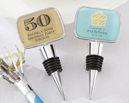 Personalized Bottle Stopper with Epoxy Dome - Birthday