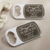 Personalized Silver Bottle Opener with Epoxy Dome - The Hunt Is Over