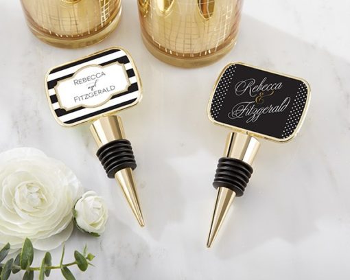 Personalized Gold Bottle Stopper with Epoxy Dome - Classic