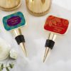 Personalized Gold Bottle Stopper with Epoxy Dome - Indian Jewel