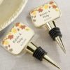 Personalized Gold Bottle Stopper with Epoxy Dome - Fall Leaves