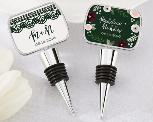 Personalized Bottle Stopper with Epoxy Dome - Romantic Garden
