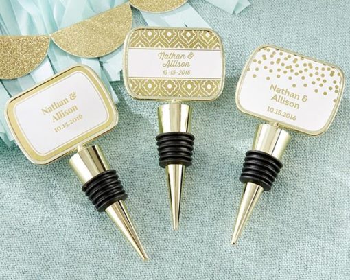 Personalized Gold Bottle Stopper with Epoxy Dome - Gold Foil