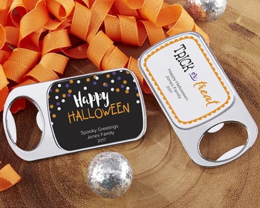 Personalized Silver Bottle Opener with Epoxy Dome - Halloween