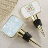Personalized Gold Bottle Stopper with Epoxy Dome - Holiday
