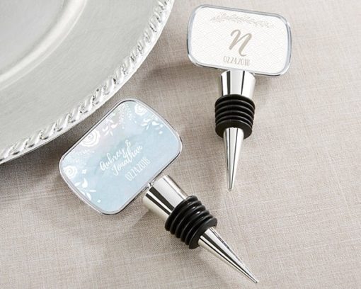 Personalized Silver Bottle Stopper with Epoxy Dome - Ethereal