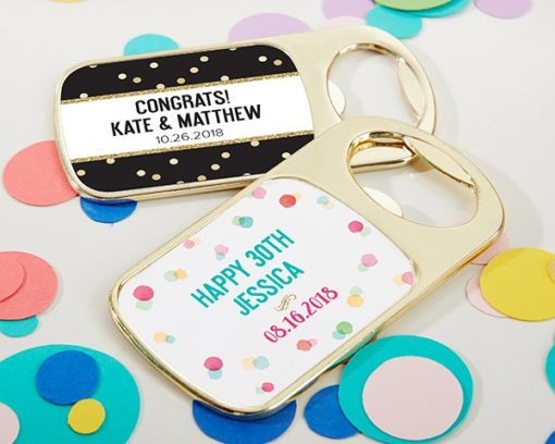 Personalized Gold Bottle Opener with Epoxy Dome - Party Time