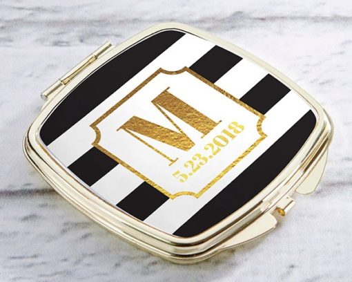Personalized Gold Compact - Classic Wedding