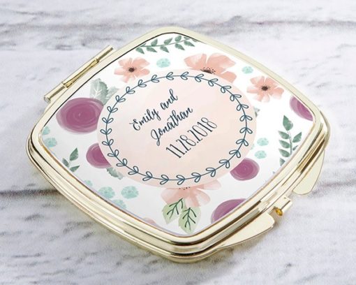 Personalized Gold Compact - Bridal Floral