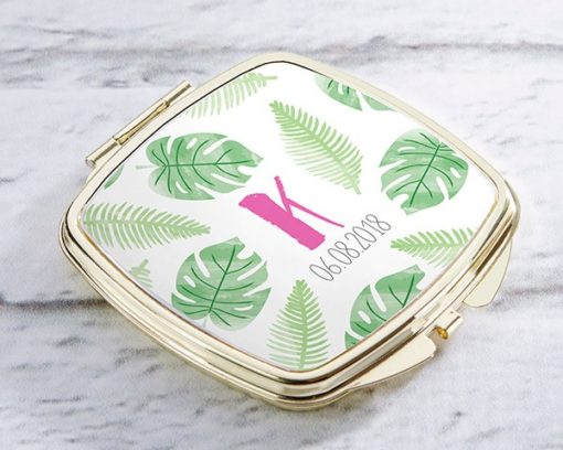 Personalized Gold Compact - Pineapples and Palms