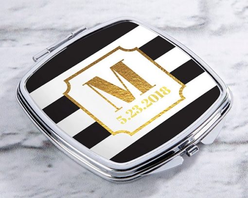 Personalized Silver Compact - Classic Wedding