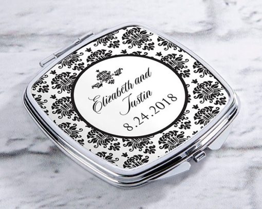 Personalized Silver Compact - Damask