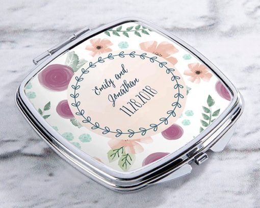Personalized Silver Compact - Bridal Floral