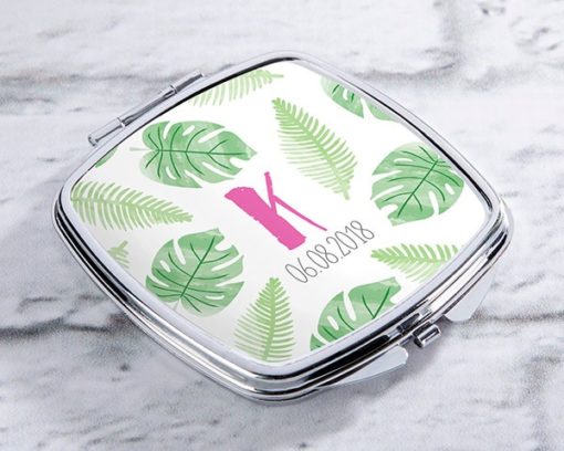 Personalized Silver Compact - Pineapples and Palms