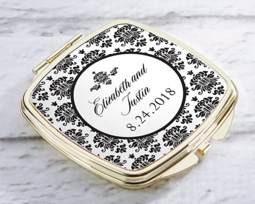 Personalized Gold Compact - Damask